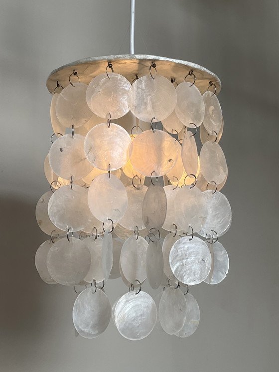 Image 1 of Capiz shell lamp hanging lamp pearl shell opaline