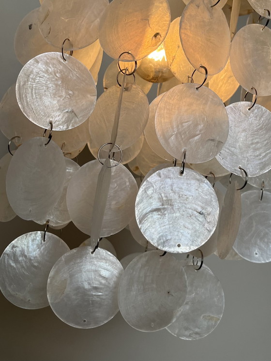 Image 1 of Lampe pendante en coquillage Capiz perle coquillage opaline