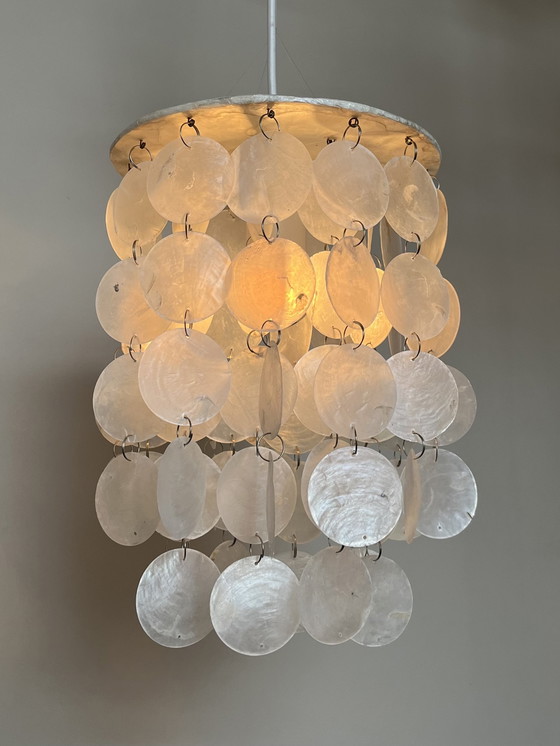 Image 1 of Capiz shell lamp hanging lamp pearl shell opaline