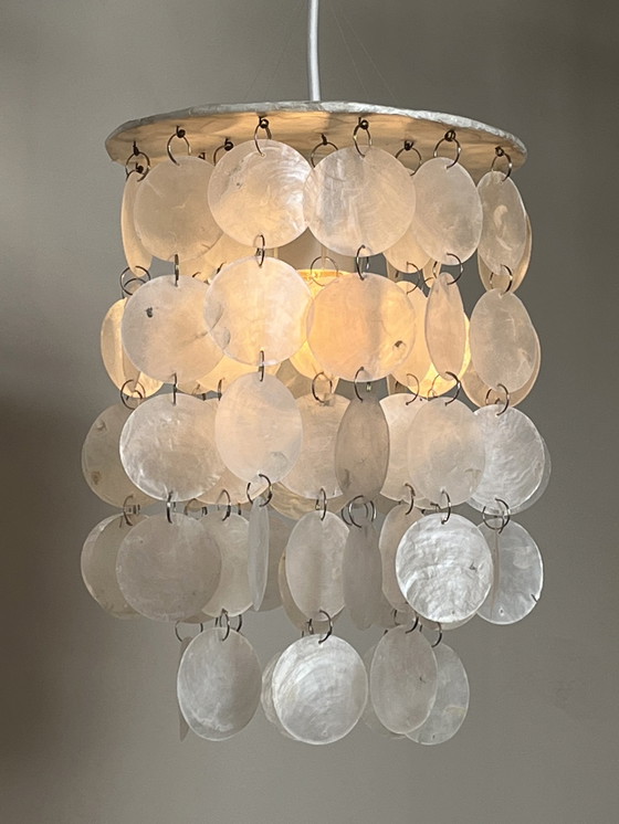 Image 1 of Capiz shell lamp hanging lamp pearl shell opaline