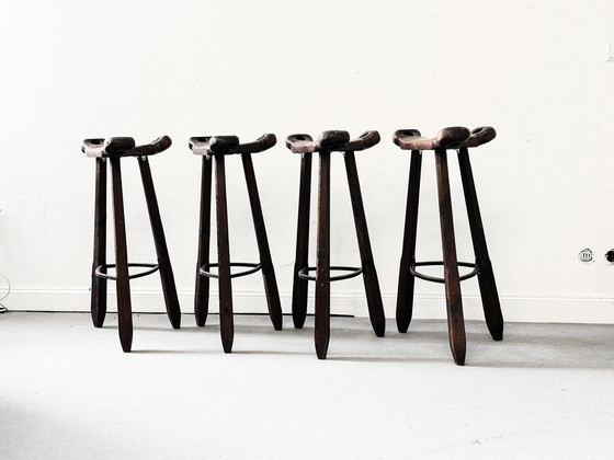 Image 1 of 2 Spanish Brutalist Bar Stools Stool Wooden Chair