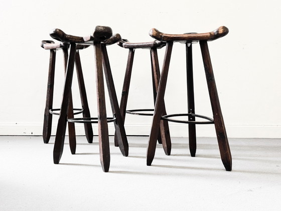 Image 1 of 2 Spanish Brutalist Bar Stools Stool Wooden Chair