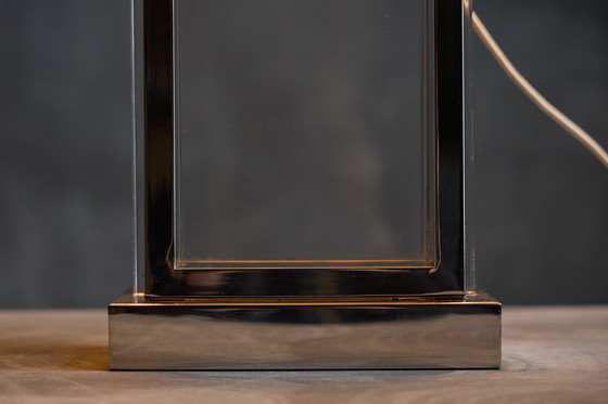 Image 1 of Lampada da tavolo Hollywood Regency con base cromata e in plexiglass, Francia, anni '70