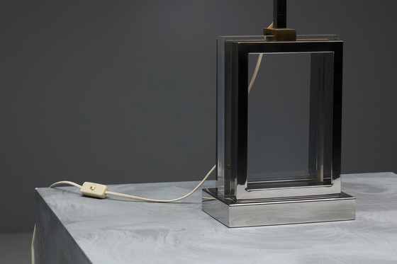 Image 1 of Lampada da tavolo Hollywood Regency con base cromata e in plexiglass, Francia, anni '70