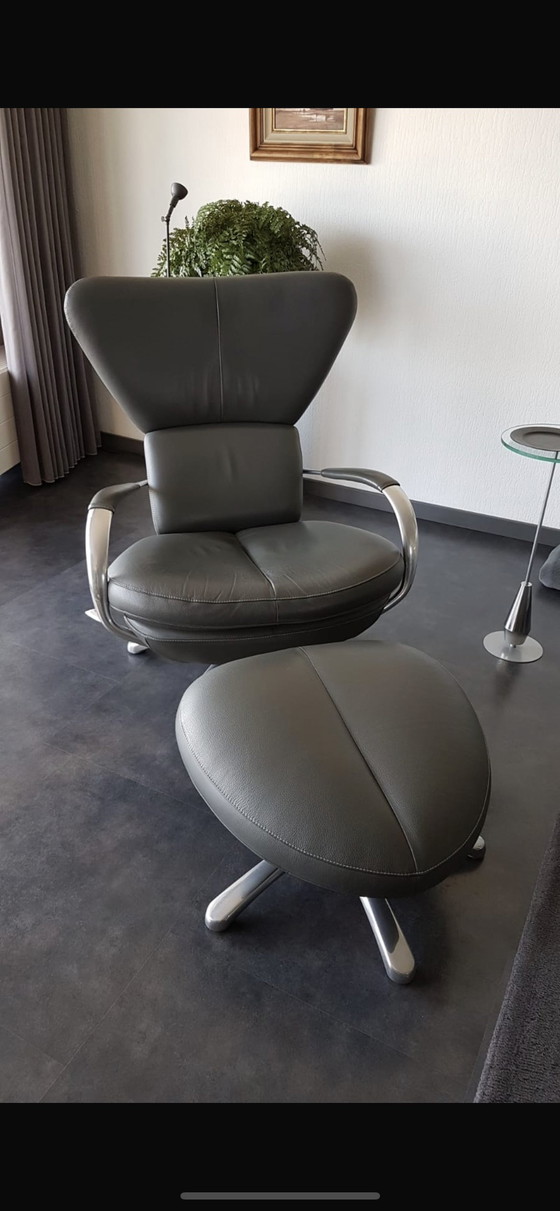 Image 1 of 2X Leolux Armchairs Formi With Footstool