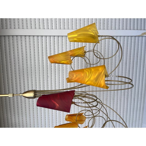 Image 1 of Vintage gilded metal pendant lamp by Maison le Dauphin, 1990