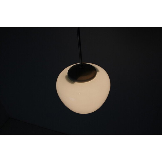 Image 1 of Vintage glass and chrome pendant lamp, Czechoslovakia 1960s