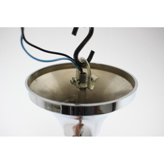 Image 1 of Vintage glass and chrome pendant lamp, Czechoslovakia 1960s