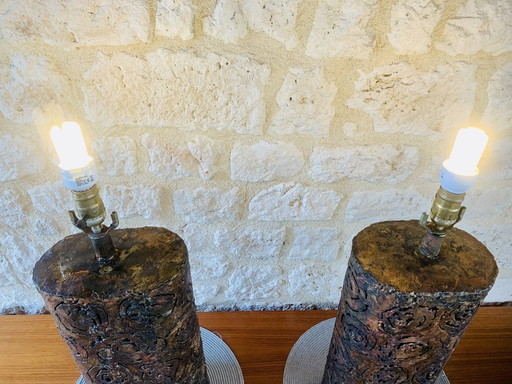 Brutalist Table Lamps by Irv Bramberg, 1960’s, Set of 2