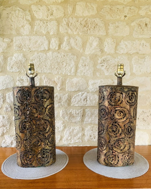 Brutalist Table Lamps by Irv Bramberg, 1960’s, Set of 2