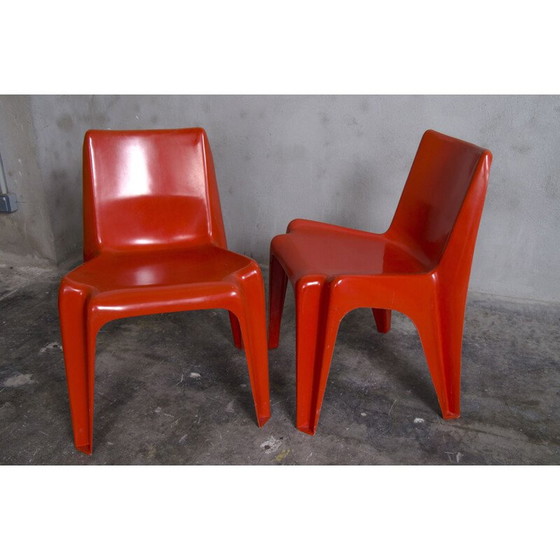 Image 1 of Pair of vintage red chairs by Helmut Bätzner for Bofinger, 1964