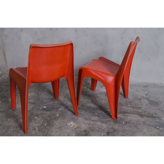 Image 1 of Pair of vintage red chairs by Helmut Bätzner for Bofinger, 1964
