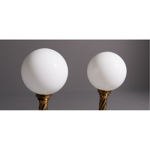 Lampade sferiche dorate vintage, 4 pezzi di Hollywood Regency