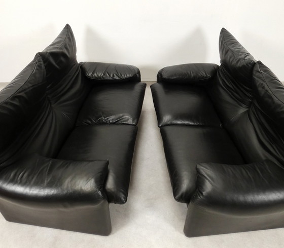 Image 1 of Set Of Cassina Maralunga 2-Seater - Black Leather