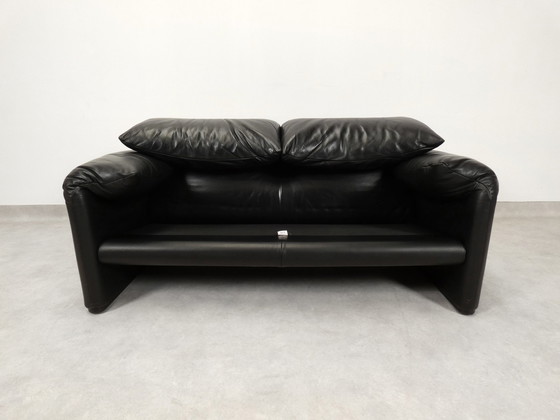 Image 1 of Set Of Cassina Maralunga 2-Seater - Black Leather