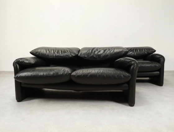 Image 1 of Set Of Cassina Maralunga 2-Seater - Black Leather