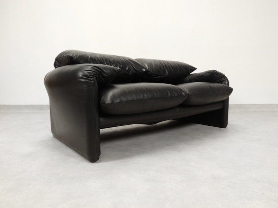 Image 1 of Set Of Cassina Maralunga 2-Seater - Black Leather