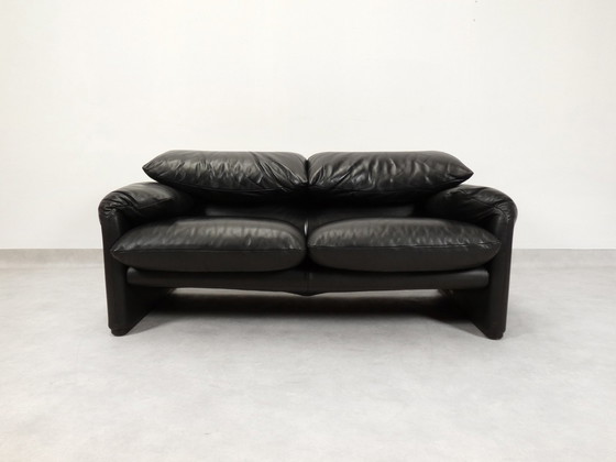 Image 1 of Set Of Cassina Maralunga 2-Seater - Black Leather