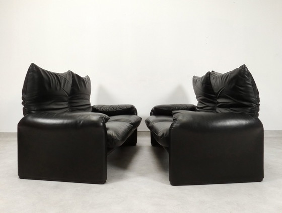 Image 1 of Set Of Cassina Maralunga 2-Seater - Black Leather