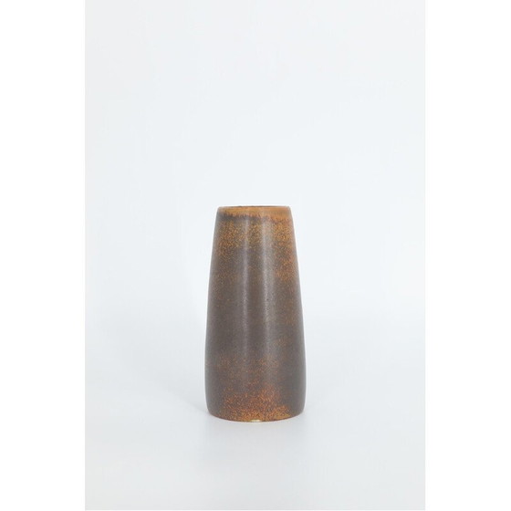 Image 1 of Vintage collectible chocolate stoneware vase by Gunnar Borg for Höganäs Ceramics, Sweden 1960