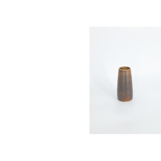 Image 1 of Vintage collectible chocolate stoneware vase by Gunnar Borg for Höganäs Ceramics, Sweden 1960