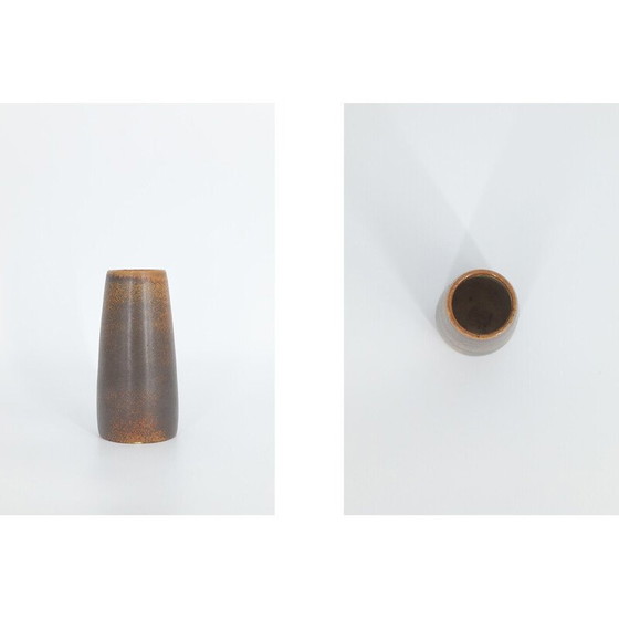Image 1 of Vintage collectible chocolate stoneware vase by Gunnar Borg for Höganäs Ceramics, Sweden 1960