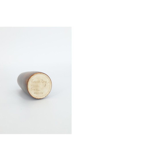 Image 1 of Vintage collectible chocolate stoneware vase by Gunnar Borg for Höganäs Ceramics, Sweden 1960