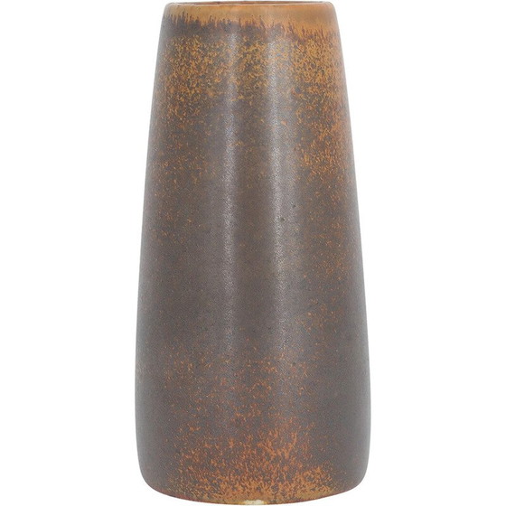 Image 1 of Vintage collectible chocolate stoneware vase by Gunnar Borg for Höganäs Ceramics, Sweden 1960