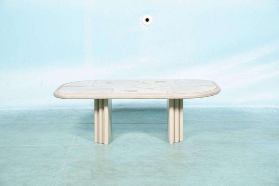 Image 1 of Vintage travertine coffee table Fedam 80s, midmod coffee table