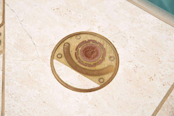 Image 1 of Table basse vintage en travertin Fedam 80s, table basse midmod