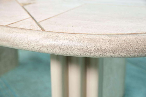 Image 1 of Table basse vintage en travertin Fedam 80s, table basse midmod