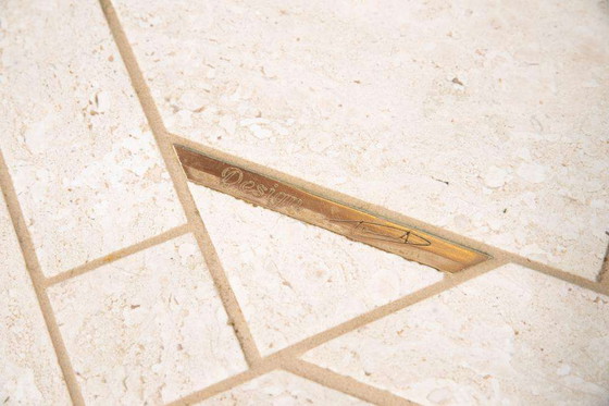 Image 1 of Table basse vintage en travertin Fedam 80s, table basse midmod