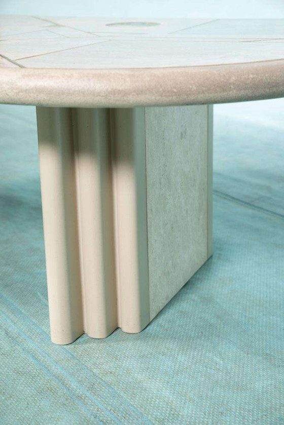 Image 1 of Table basse vintage en travertin Fedam 80s, table basse midmod