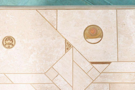 Image 1 of Table basse vintage en travertin Fedam 80s, table basse midmod