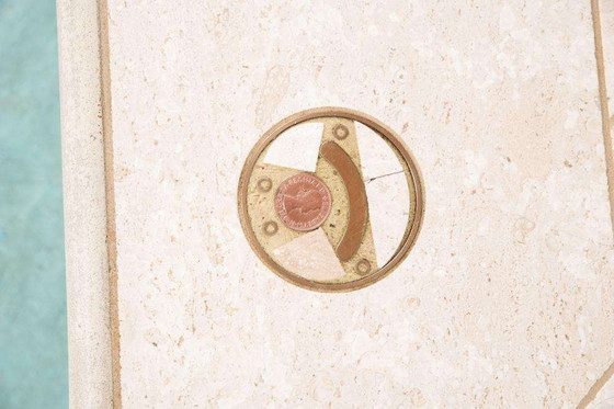 Image 1 of Table basse vintage en travertin Fedam 80s, table basse midmod