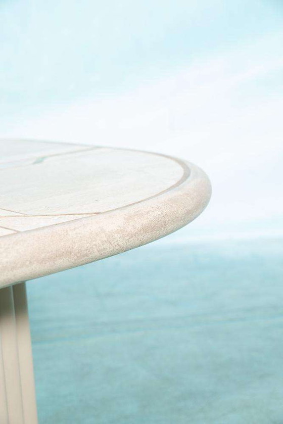 Image 1 of Table basse vintage en travertin Fedam 80s, table basse midmod