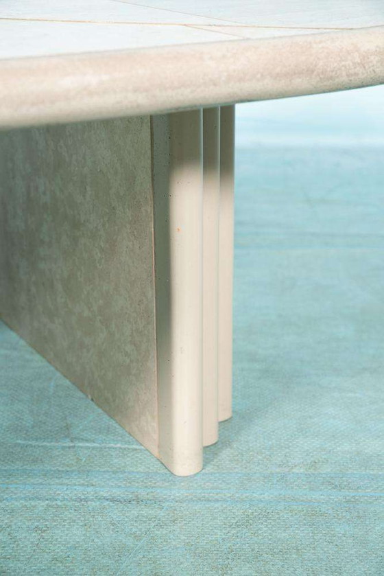 Image 1 of Table basse vintage en travertin Fedam 80s, table basse midmod