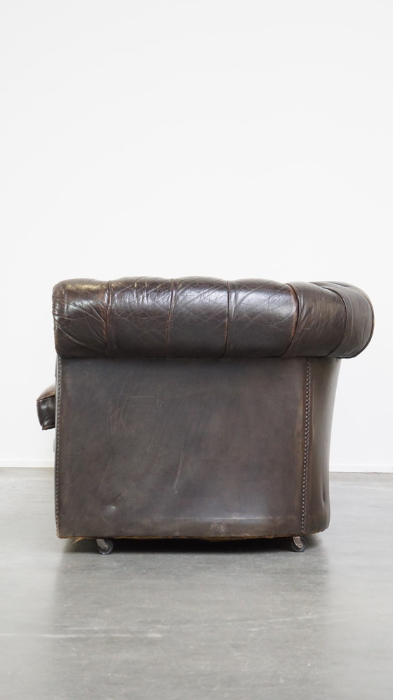 Image 1 of Dark brown Beef Leather Chesterfield Sofa