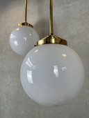 2x lampe suspendue art deco opaline et laiton