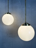 2x lámpara colgante art déco de opalina y latón