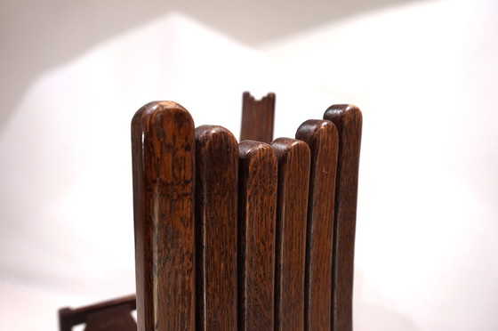 Image 1 of Set Of 3 Allmilmö Brutalist Dining Chairs Oak, 1980