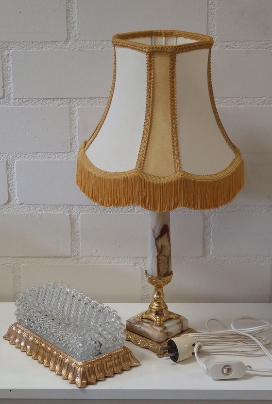 Image 1 of 2138 Hollywood Regency Marble Table Lamp