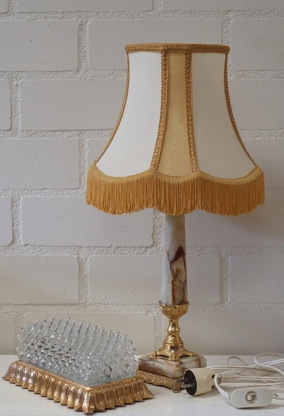 Image 1 of 2138 Hollywood Regency Marble Table Lamp