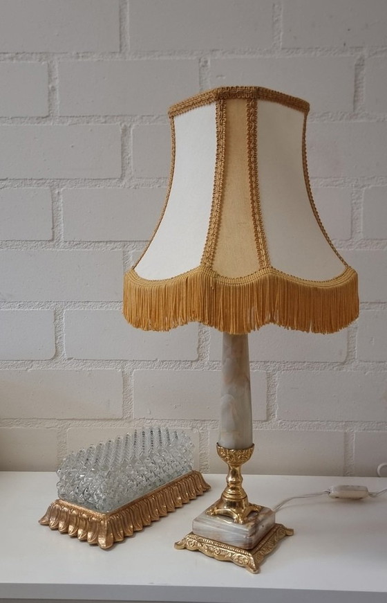 Image 1 of 2138 Hollywood Regency Marble Table Lamp