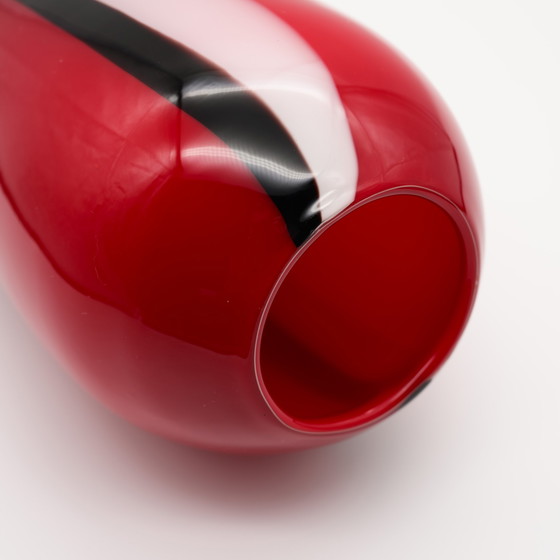 Image 1 of Vaso in vetro vintage rosso nero bianco