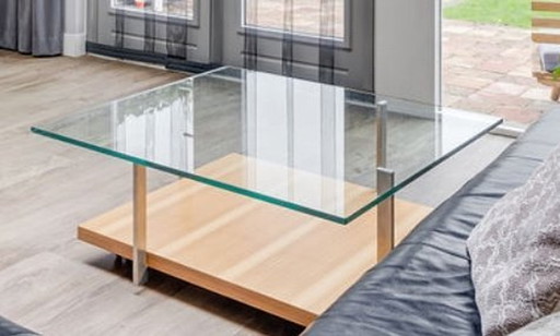 Rolf Benz Coffee Table, Glass And Oak