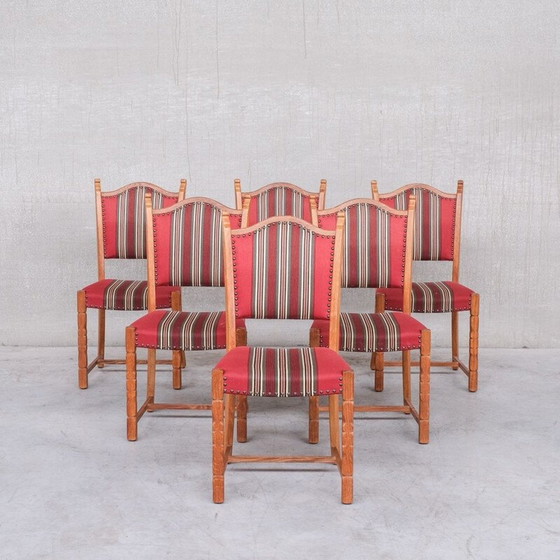 Image 1 of Set of 6 mid-century oakwood Danish dining chairs by Henning Kjaernulf, 1960s