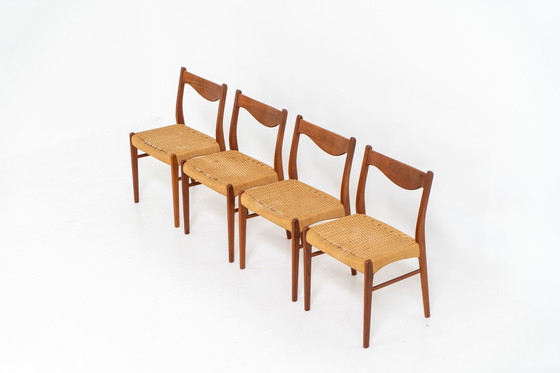 Image 1 of Set of 4 stunning “GS61” paper cord chairs by Arne Wahl Iversen for Glyngøre (Denmark, 1960s).