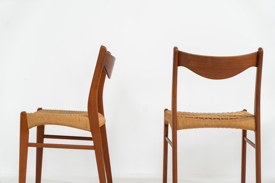 Image 1 of Set of 4 stunning “GS61” paper cord chairs by Arne Wahl Iversen for Glyngøre (Denmark, 1960s).