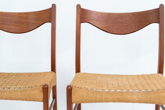 Image 1 of Set of 4 stunning “GS61” paper cord chairs by Arne Wahl Iversen for Glyngøre (Denmark, 1960s).